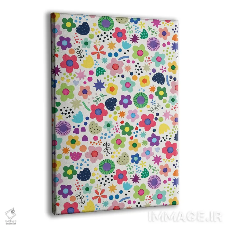 تابلو دکوراتیو گل های طبیعت سرزنده و روان گردان رنگارنگ اثر نینولا دیزاین - نمای پرسپکتیو محصول