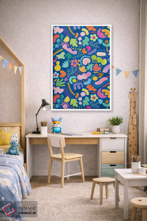 تابلو انتزاعی طرح انتزاعی سرزنده آبی کبالت اثر نینولا دیزاین - D1W