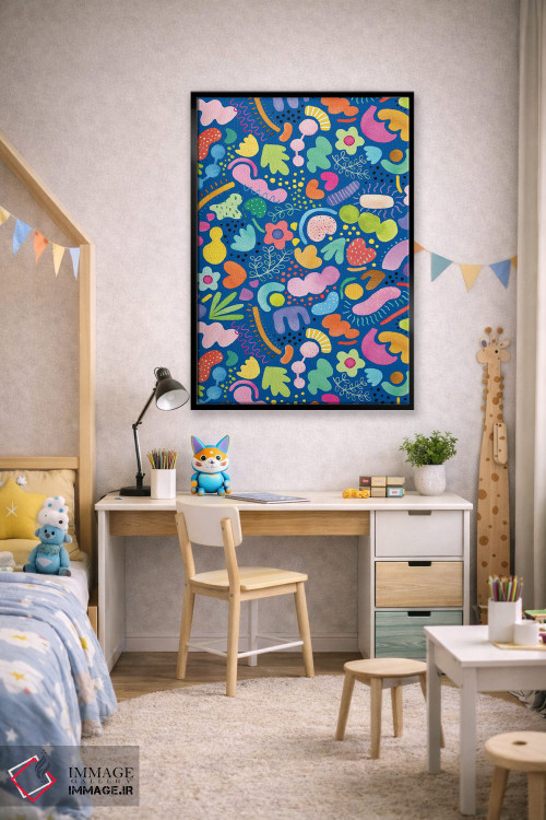 تابلو انتزاعی طرح انتزاعی سرزنده آبی کبالت اثر نینولا دیزاین - D2B