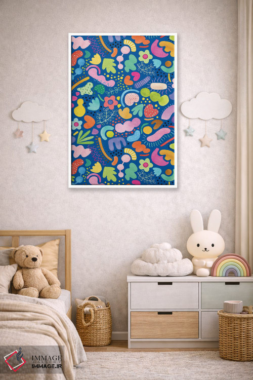 تابلو انتزاعی طرح انتزاعی سرزنده آبی کبالت اثر نینولا دیزاین - D3W