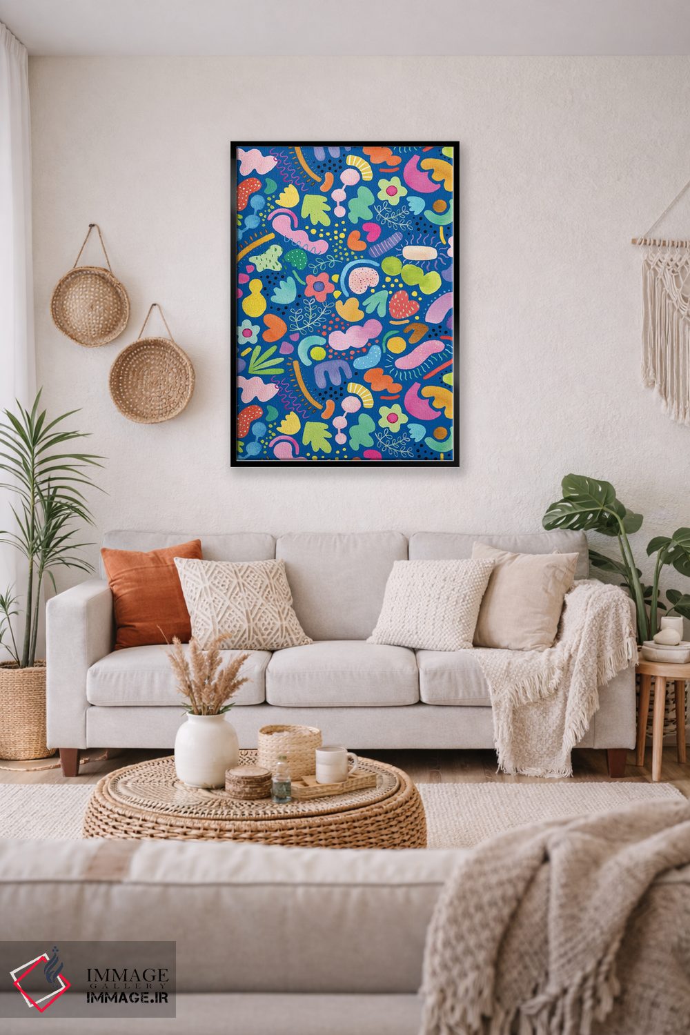 تابلو انتزاعی طرح انتزاعی سرزنده آبی کبالت اثر نینولا دیزاین - D4B