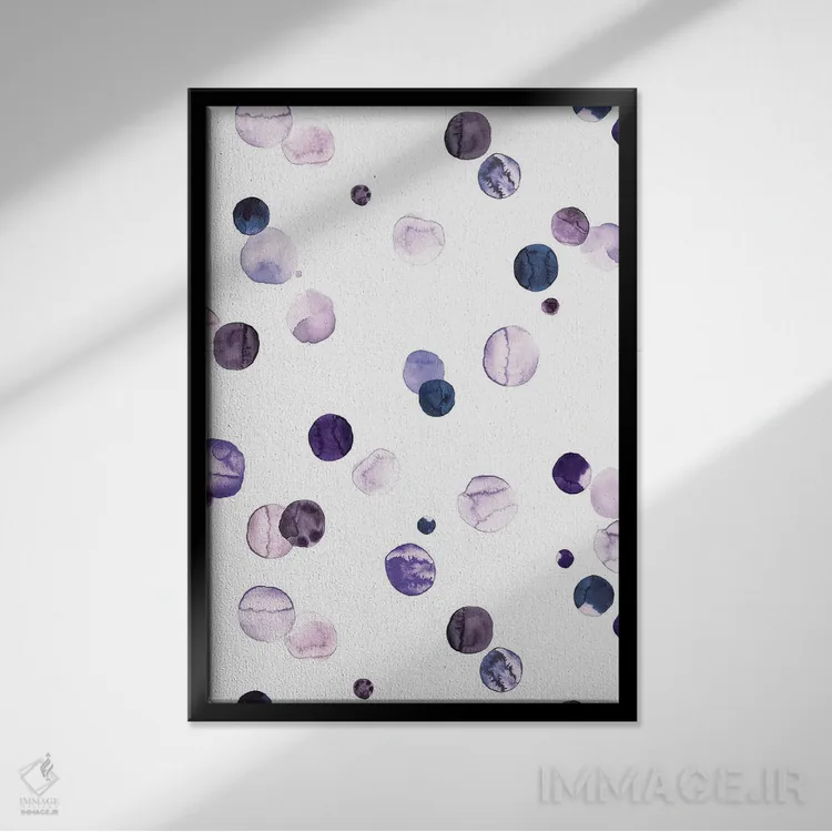 تابلو مینیمال خال خالی های وری پری و یاسی اثر نینولا دیزاین - نمای قابدار مشکی