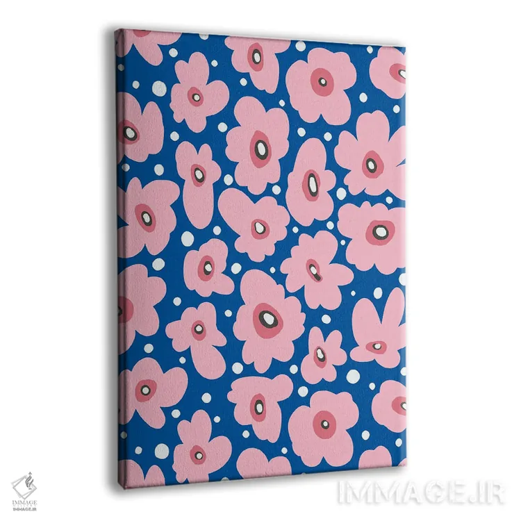 تابلو مینیمال گل های طبیعت اسکانباوراوی آبی کبالت اثر نینولا دیزاین - نمای پرسپکتیو محصول