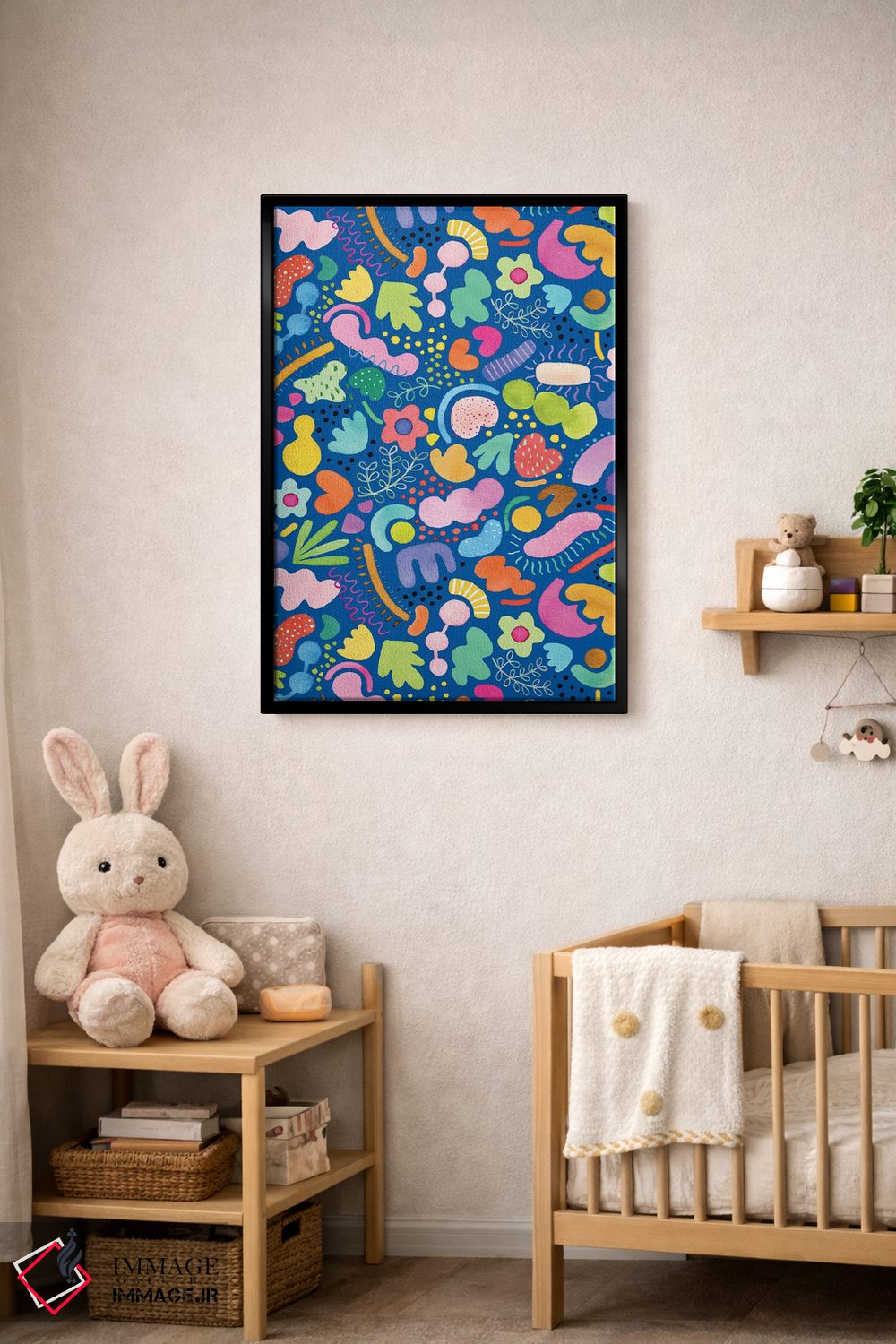 تابلو انتزاعی طرح انتزاعی سرزنده آبی کبالت اثر نینولا دیزاین - D5B