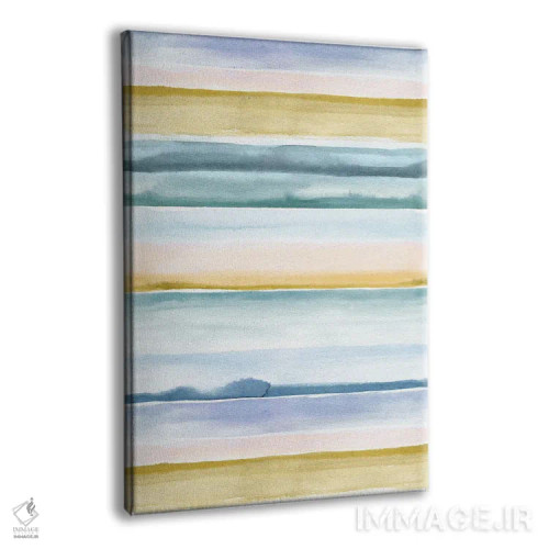 تابلو مینیمال راه راه های آرامش بخش آبی و زرد اثر نینولا دیزاین - نمای پرسپکتیو محصول