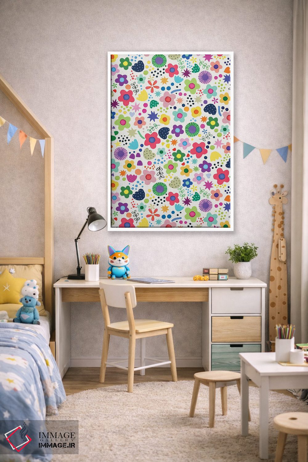 تابلو دکوراتیو گل های طبیعت سرزنده و روان گردان رنگارنگ اثر نینولا دیزاین - D1W