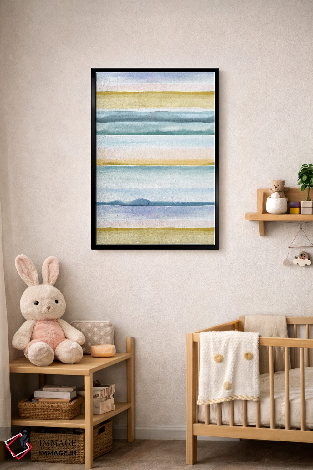 تابلو مینیمال راه راه های آرامش بخش آبی و زرد اثر نینولا دیزاین - D4B