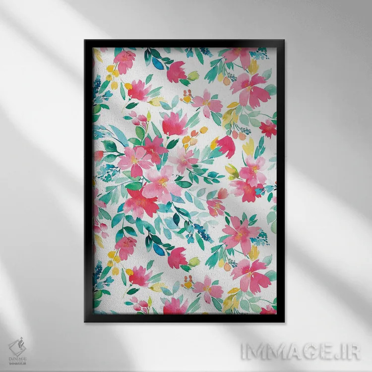 تابلو دکوراتیو دسته گل تابستانی تازه اثر نینولا دیزاین - نمای قابدار مشکی