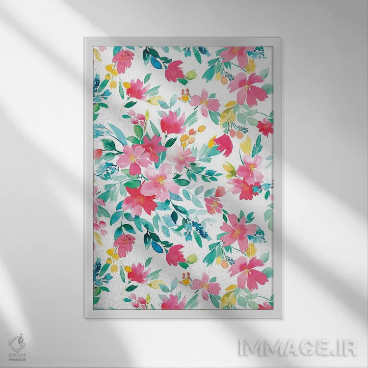 تابلو دکوراتیو دسته گل تابستانی تازه اثر نینولا دیزاین - نمای قابدار سفید