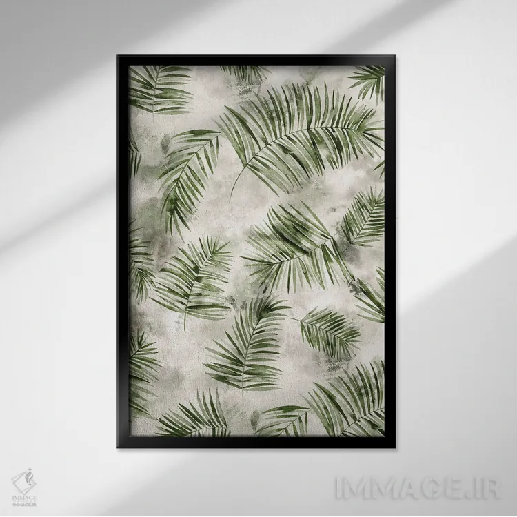 تابلو دکوراتیو نخل های سبز گیاهی اثر نینولا دیزاین - نمای قابدار مشکی