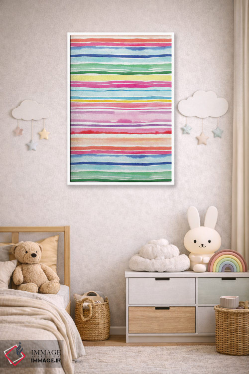 تابلو انتزاعی راه راه های تابستانی رنگارنگ اثر نینولا دیزاین - D3W
