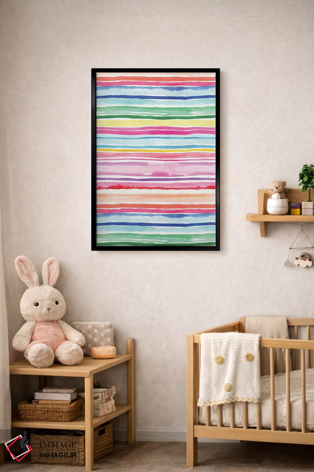 تابلو انتزاعی راه راه های تابستانی رنگارنگ اثر نینولا دیزاین - D4B