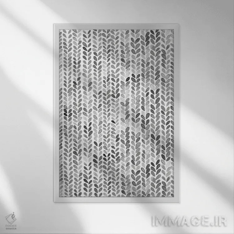 تابلو مدرن بافت بافتنی زمستانی خاکستری اثر نینولا دیزاین - نمای قابدار سفید
