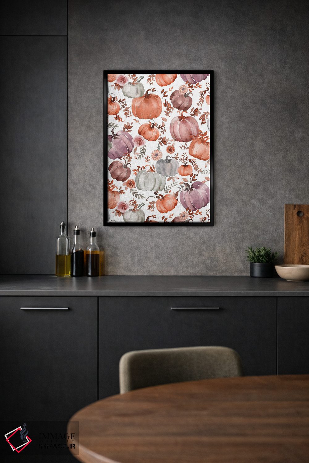 تابلو دکوراتیو کدوهای پاییزی به سبک کاتیج کور اثر نینولا دیزاین - D2B