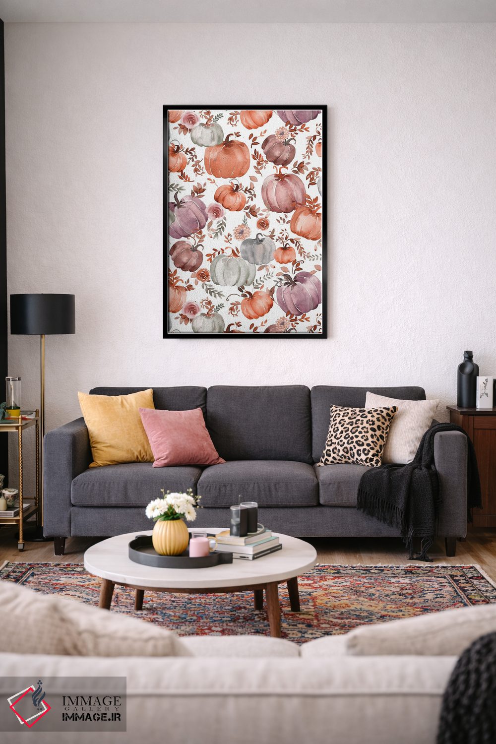 تابلو دکوراتیو کدوهای پاییزی به سبک کاتیج کور اثر نینولا دیزاین - D4B