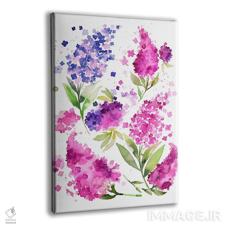 تابلو مدرن آبرنگ ادریسی ها و یاس بنفش اثر نینولا دیزاین - نمای پرسپکتیو محصول