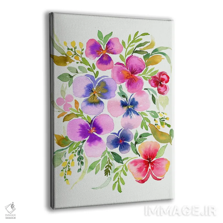 تابلو مدرن آبرنگ بنفشه های باغچه ای اثر نینولا دیزاین - نمای پرسپکتیو محصول