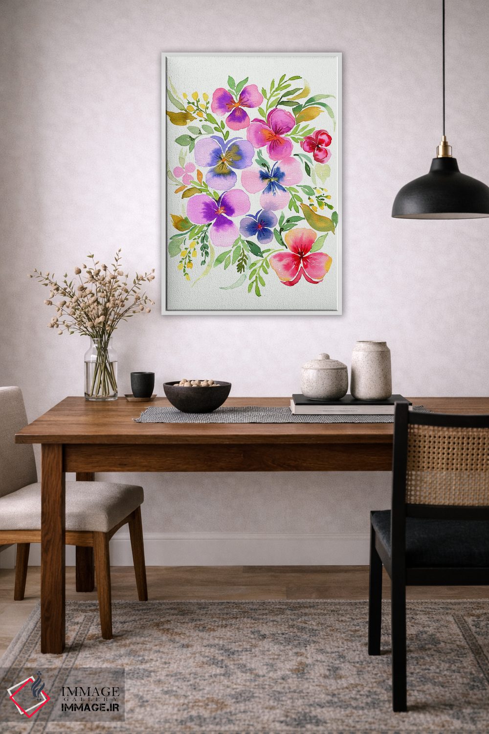 تابلو مدرن آبرنگ بنفشه های باغچه ای اثر نینولا دیزاین - D4W