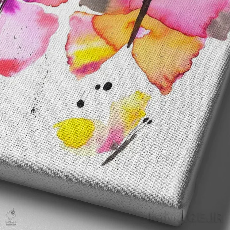 تابلو مدرن پروانه های جادویی آبرنگی اثر نینولا دیزاین - نمای نزدیک بافت بوم