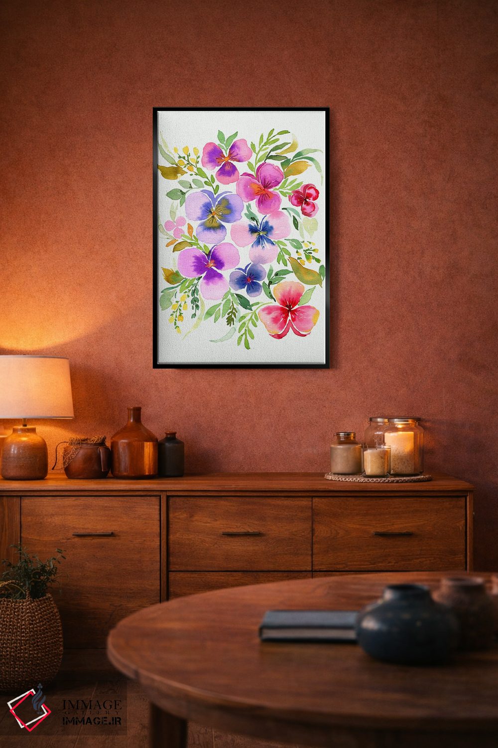 تابلو مدرن آبرنگ بنفشه های باغچه ای اثر نینولا دیزاین - D5B