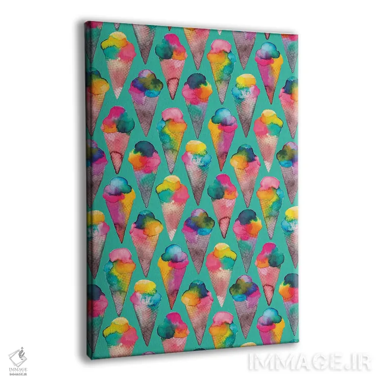 تابلو دکوراتیو بستنی قیفی سبز اثر نینولا دیزاین - نمای پرسپکتیو محصول