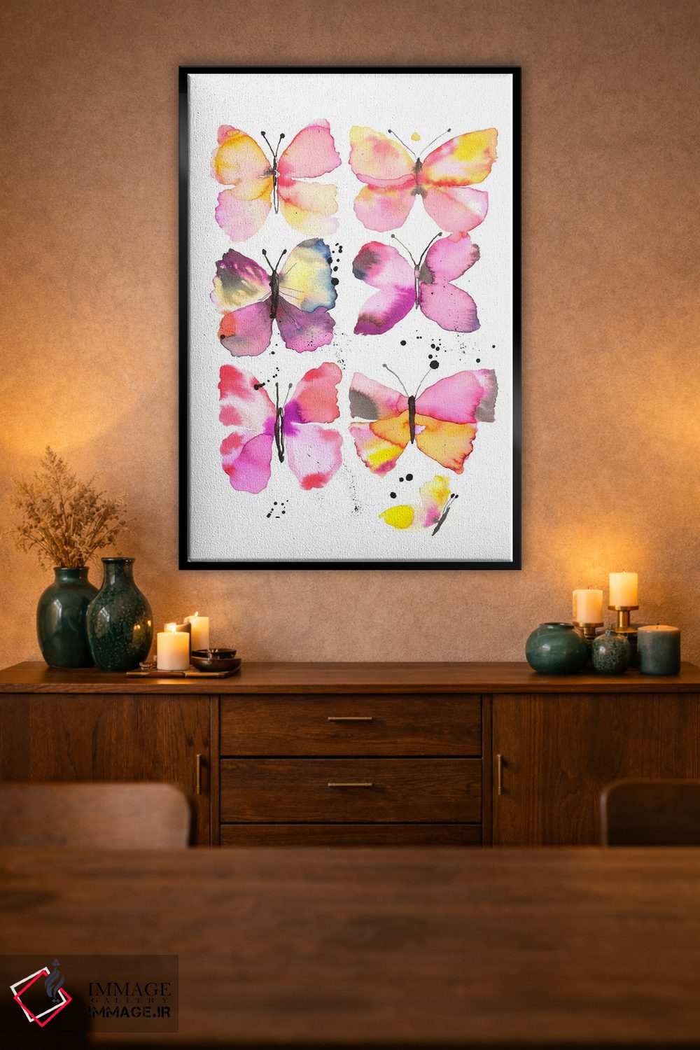 تابلو مدرن پروانه های جادویی آبرنگی اثر نینولا دیزاین - D2B