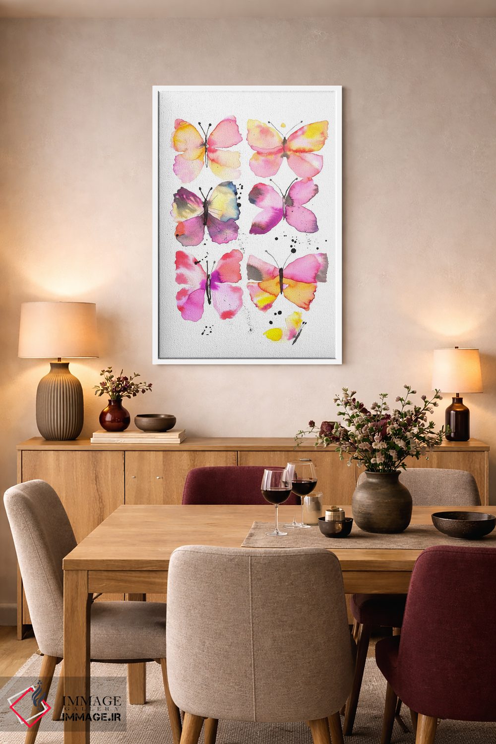 تابلو مدرن پروانه های جادویی آبرنگی اثر نینولا دیزاین - D5W