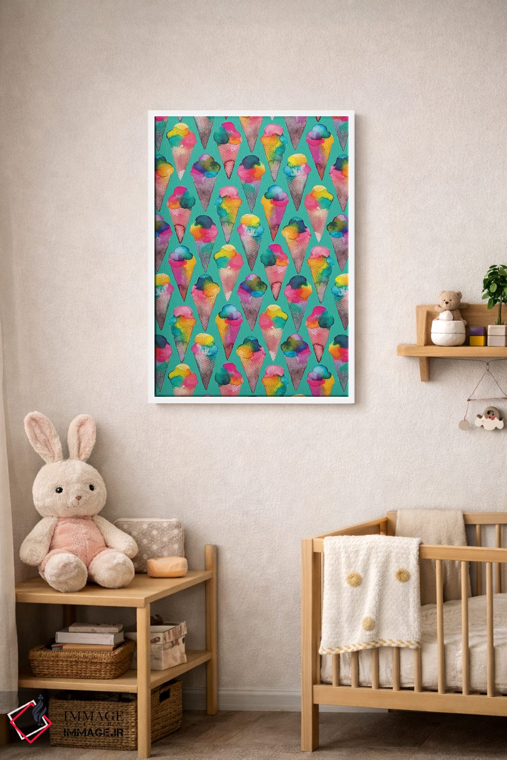 تابلو دکوراتیو بستنی قیفی سبز اثر نینولا دیزاین - D2W