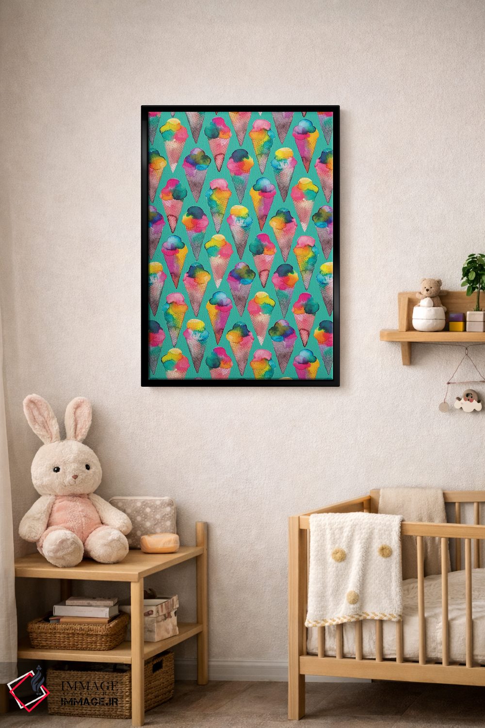 تابلو دکوراتیو بستنی قیفی سبز اثر نینولا دیزاین - D4B