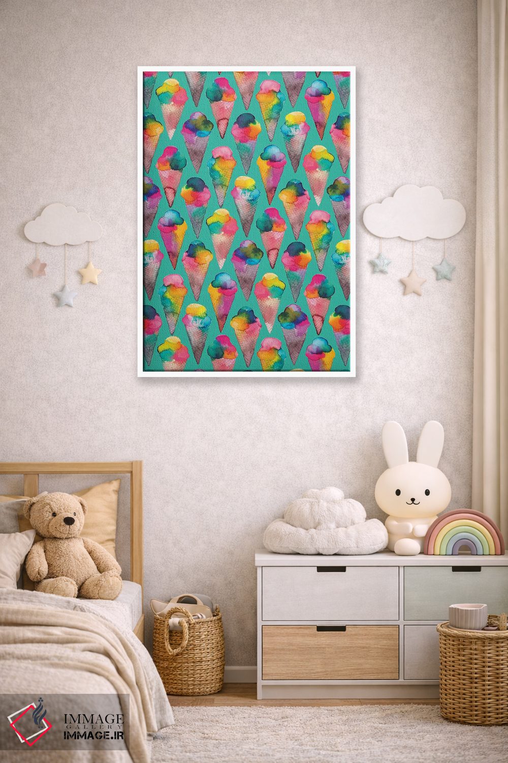 تابلو دکوراتیو بستنی قیفی سبز اثر نینولا دیزاین - D3W