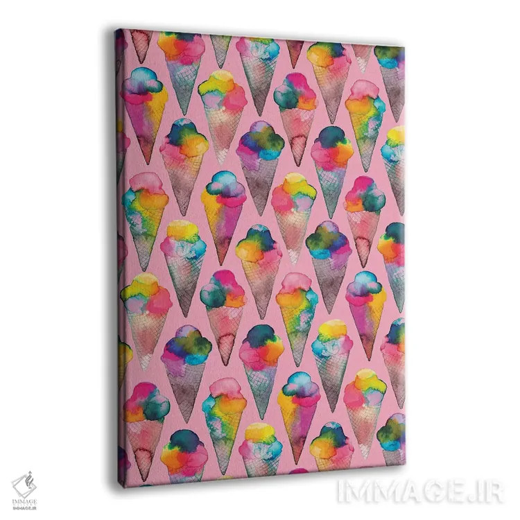 تابلو دکوراتیو بستنی قیفی صورتی اثر نینولا دیزاین - نمای پرسپکتیو محصول