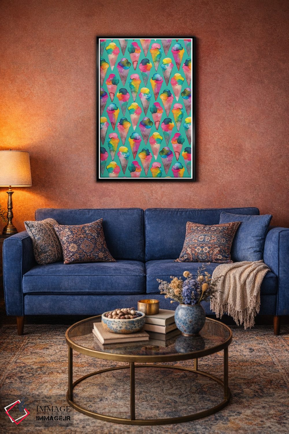 تابلو دکوراتیو بستنی قیفی سبز اثر نینولا دیزاین - D5B