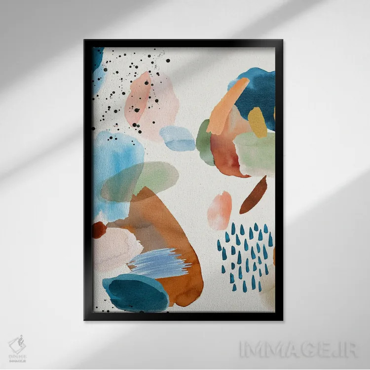 تابلو انتزاعی نقاشی انتزاعی معدنی اثر نینولا دیزاین - نمای قابدار مشکی