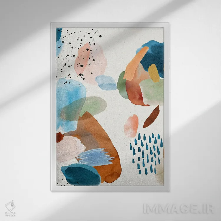 تابلو انتزاعی نقاشی انتزاعی معدنی اثر نینولا دیزاین - نمای قابدار سفید