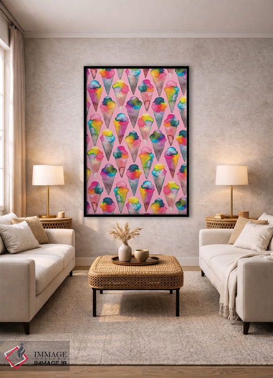 تابلو دکوراتیو بستنی قیفی صورتی اثر نینولا دیزاین - D2B