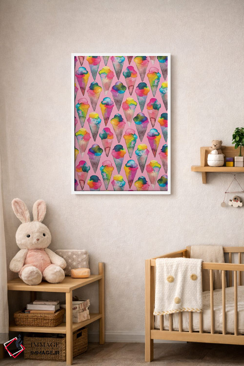 تابلو دکوراتیو بستنی قیفی صورتی اثر نینولا دیزاین - D3W