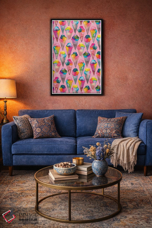 تابلو دکوراتیو بستنی قیفی صورتی اثر نینولا دیزاین - D5B