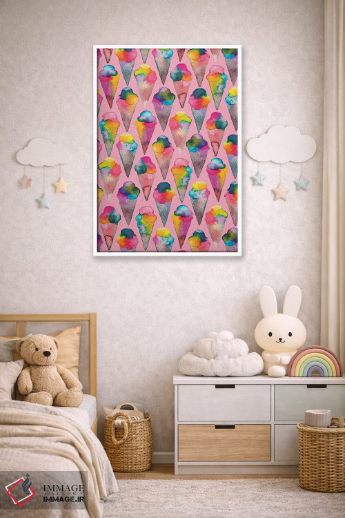 تابلو دکوراتیو بستنی قیفی صورتی اثر نینولا دیزاین - D4W