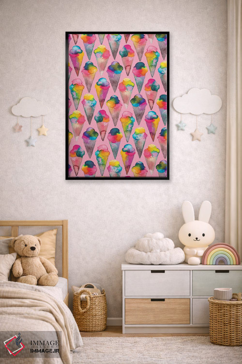 تابلو دکوراتیو بستنی قیفی صورتی اثر نینولا دیزاین - D6B