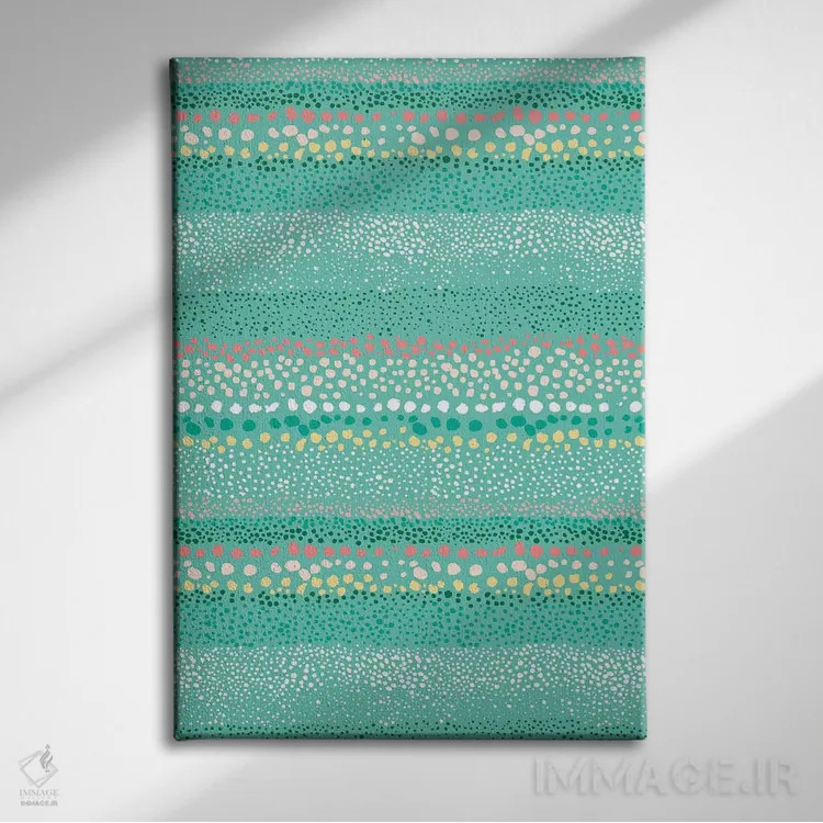 تابلو انتزاعی نقاط بافت دار کوچک سبز اثر نینولا دیزاین - نمای روبهرو روی دیوار