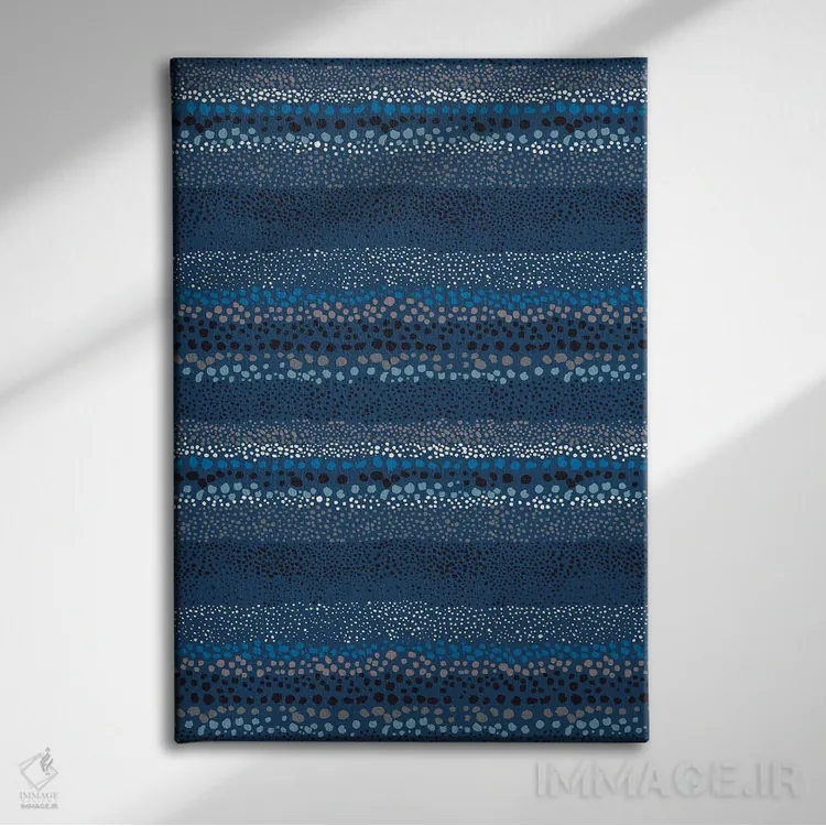 تابلو انتزاعی نقاط بافت دار کوچک سرمه ای اثر نینولا دیزاین - نمای روبهرو روی دیوار