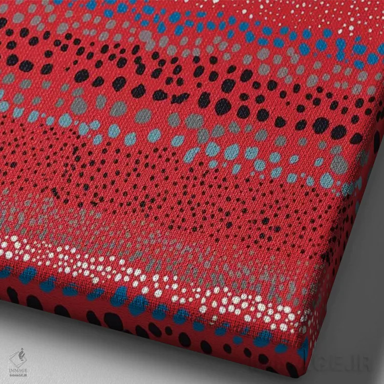 تابلو انتزاعی نقاط بافت دار کوچک قرمز اثر نینولا دیزاین - نمای نزدیک بافت بوم