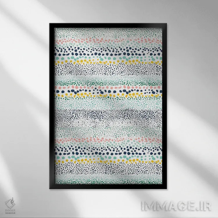تابلو انتزاعی نقاط بافت دار کوچک سفید اثر نینولا دیزاین - نمای قابدار مشکی