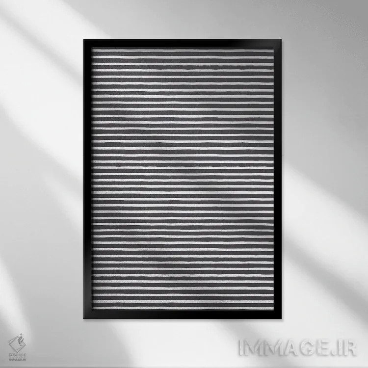 تابلو انتزاعی راه راه های مشکی ماژیکی اثر نینولا دیزاین - نمای قابدار مشکی