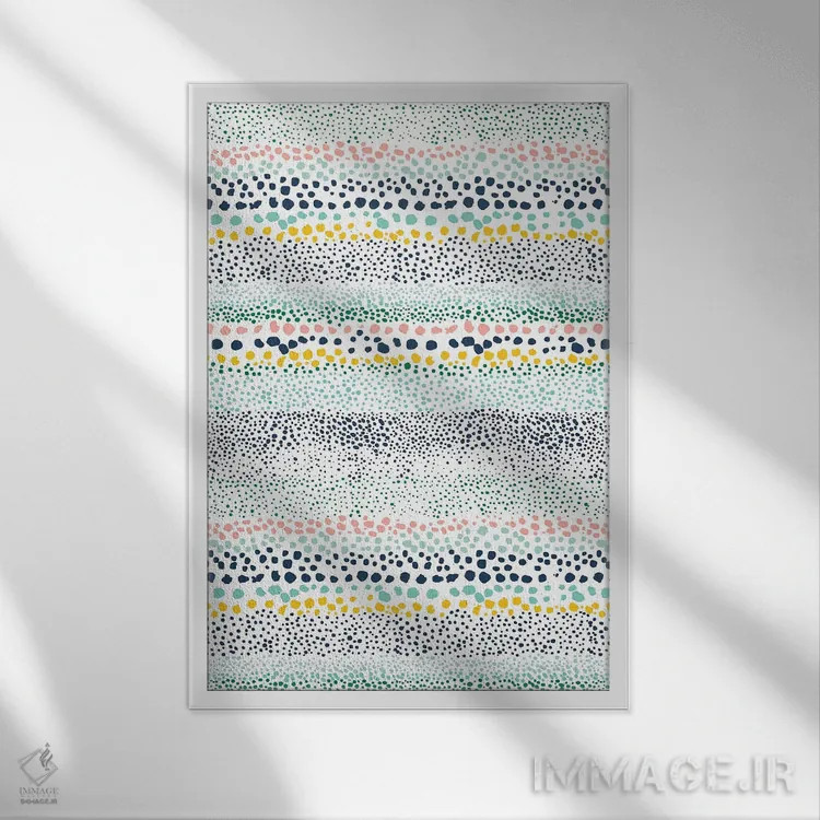 تابلو انتزاعی نقاط بافت دار کوچک سفید اثر نینولا دیزاین - نمای قابدار سفید