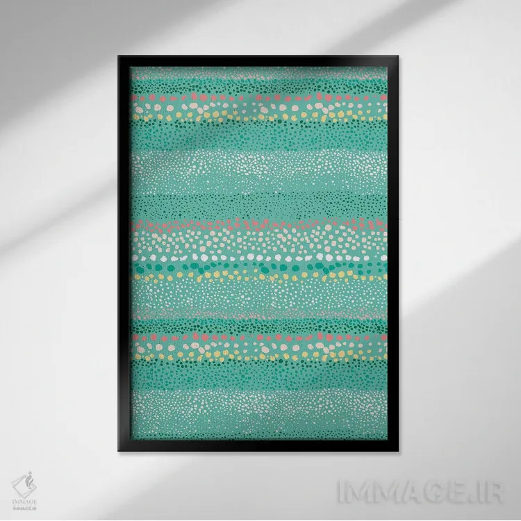 تابلو انتزاعی نقاط بافت دار کوچک سبز اثر نینولا دیزاین - نمای قابدار مشکی