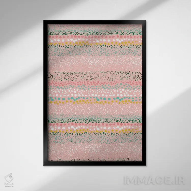 تابلو انتزاعی نقاط بافت دار کوچک صورتی اثر نینولا دیزاین - نمای قابدار مشکی