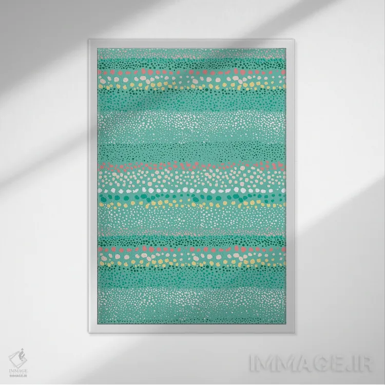 تابلو انتزاعی نقاط بافت دار کوچک سبز اثر نینولا دیزاین - نمای قابدار سفید
