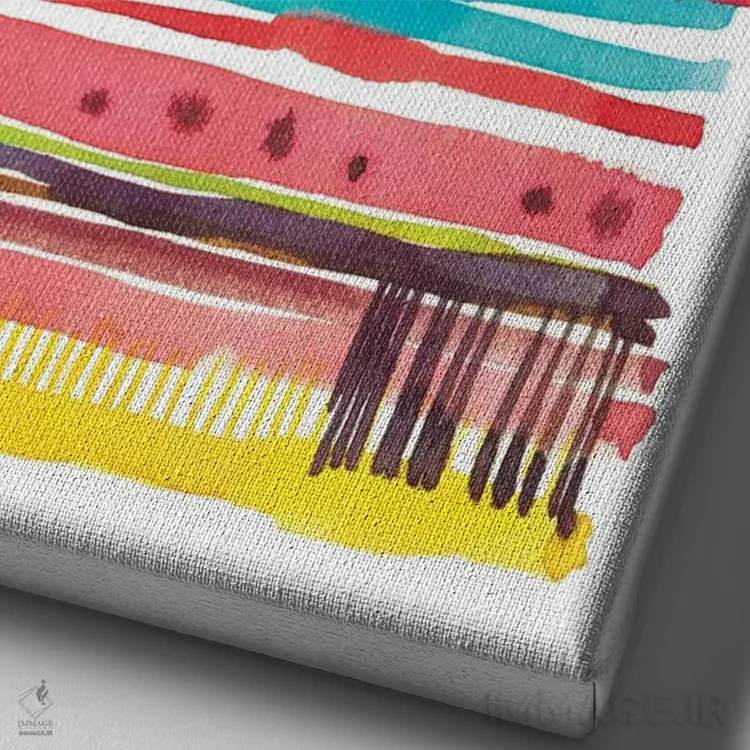 تابلو انتزاعی خطوط نامنظم آبرنگی واینیکا اثر نینولا دیزاین - نمای نزدیک بافت بوم