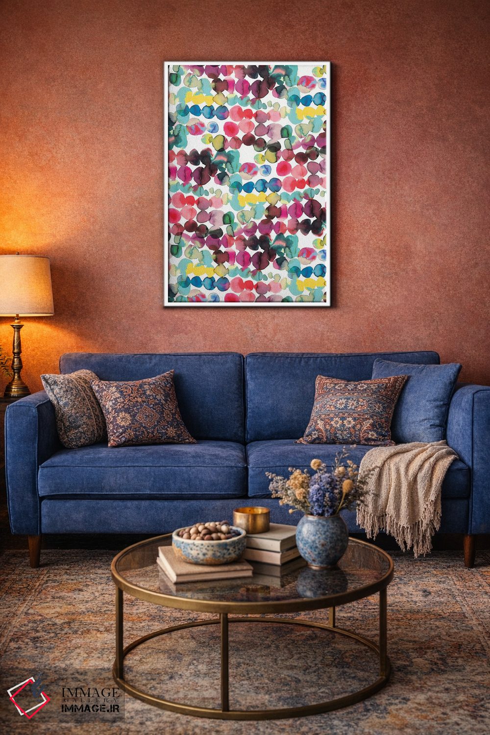 تابلو انتزاعی نقاط مرکب پخش شونده چندرنگ اثر نینولا دیزاین - D3W